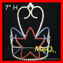 Colored Rhinestone Tall Star Patriotic Pageant Crown